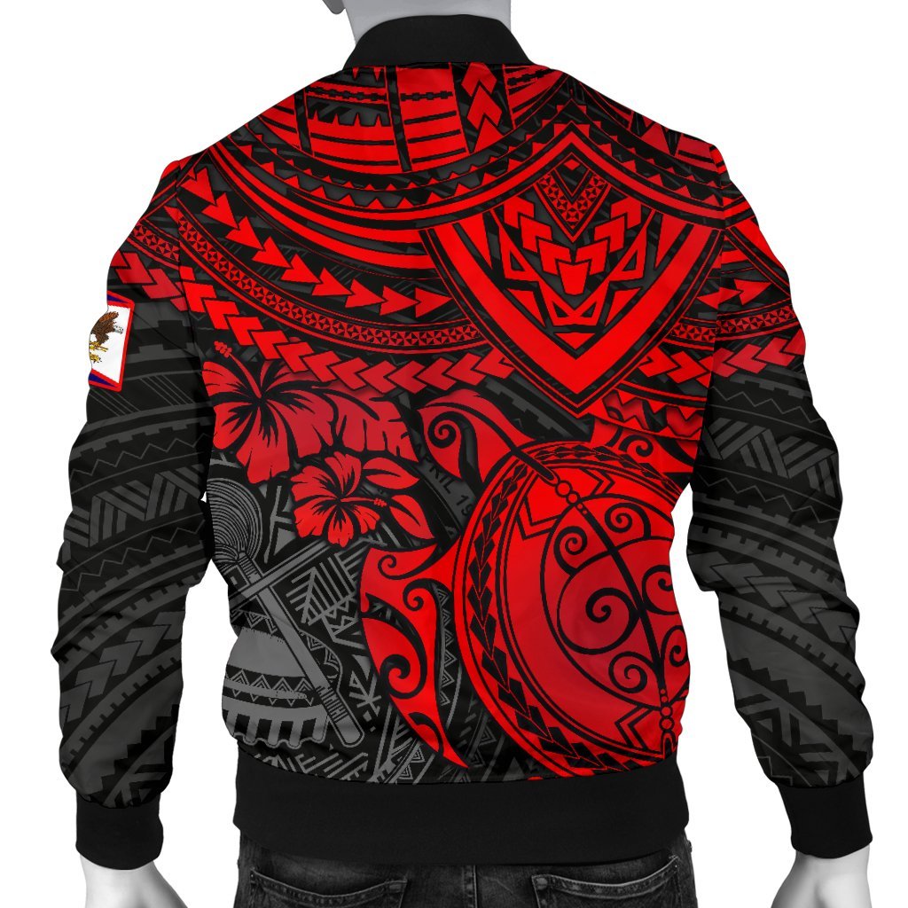 American Samoa Polynesian Bomber Jacket (Men) - Red Turtle - Polynesian Pride