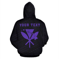 Polynesian Kakau Kanaka Maoli Map of Hawaii Custom Zip Hoodie Purple - Polynesian Pride