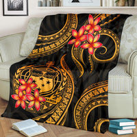 Samoa Polynesian Premium Blanket - Gold Plumeria - Polynesian Pride