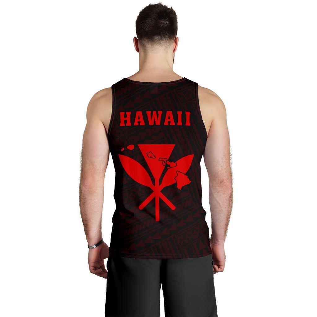 Hawaii Kakau Polynesian Kanaka Map Men's Tank Top - Red - Polynesian Pride
