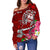 Guam Custom Personalised Women's Off Shoulder Sweater - Turtle Plumeria (Red) Red - Polynesian Pride