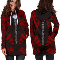 Marshall Islands Hoodie Dress - Polynesian Tattoo Red - Polynesian Pride