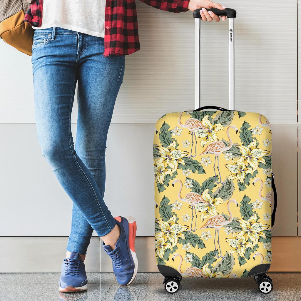 Tropical Flamingo Yellow Luggage Cover - Polynesian Pride