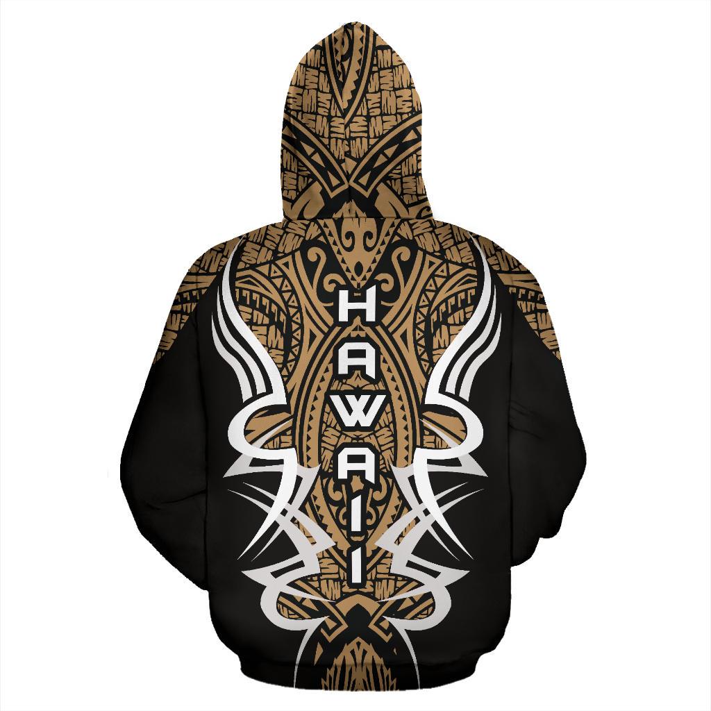 Hawaii Turtle Tribal Golden Zip up Hoodie Armor Style - Polynesian Pride