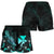 Wallis and Futuna Polynesian Women's Shorts - Turtle With Blooming Hibiscus Turquoise - Polynesian Pride