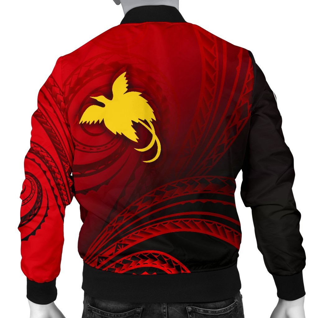 Papua New Guinea Custom Personalised Men's Bomber Jacket - Raggiana Bird of Paradise Polynesian Patterns - Polynesian Pride