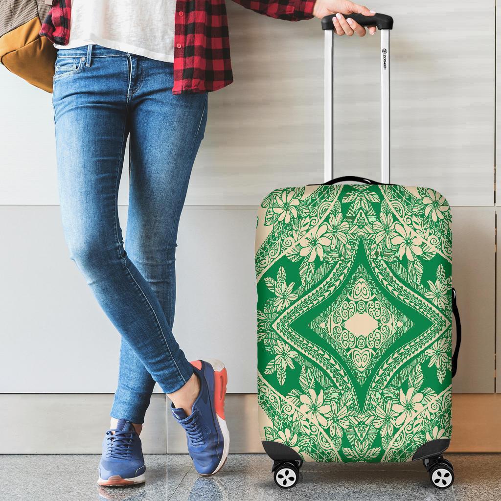 Polynesian Plumeria Mix Green Luggage Covers Green - Polynesian Pride