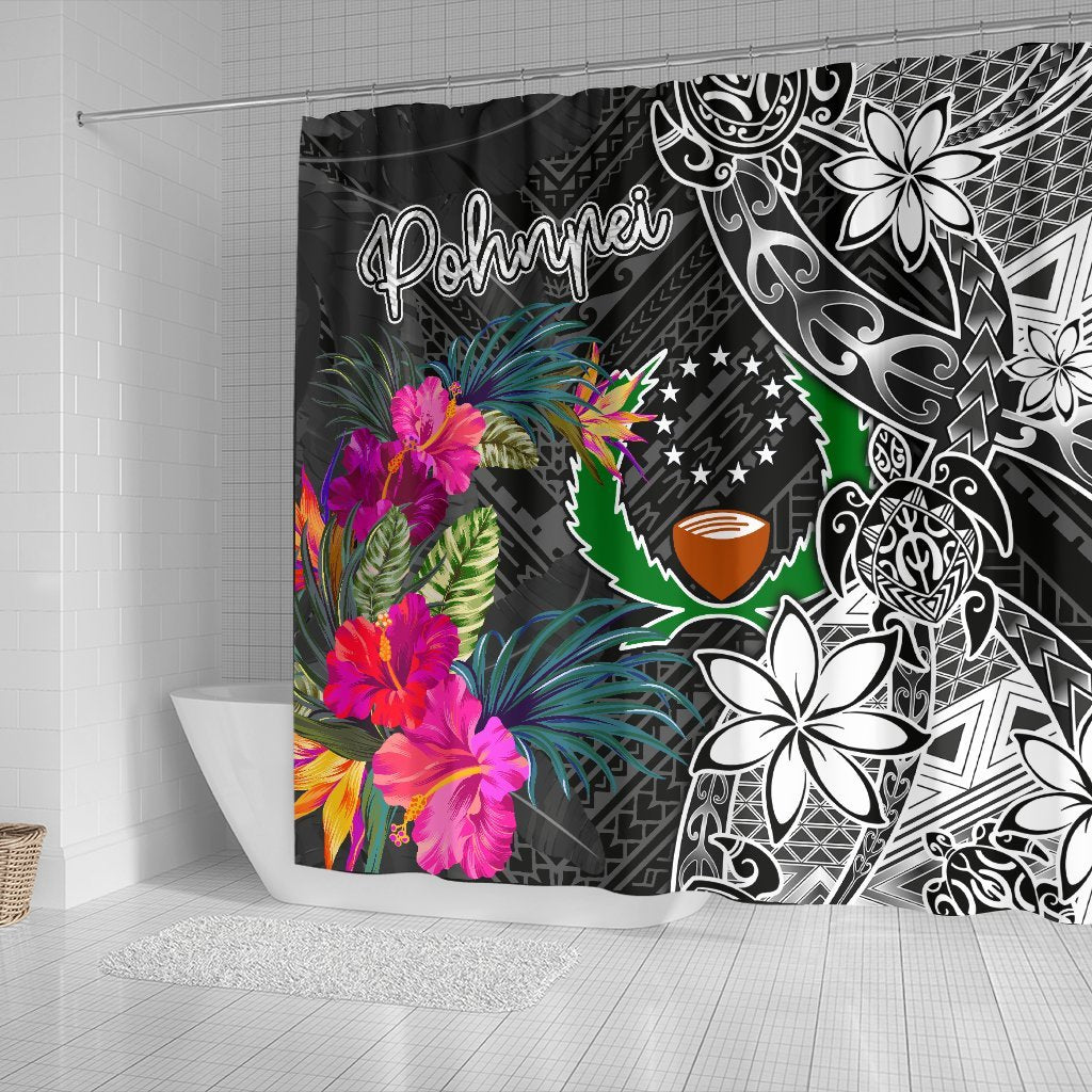 Pohnpei Shower Curtain - Turtle Floral - Polynesian Pride