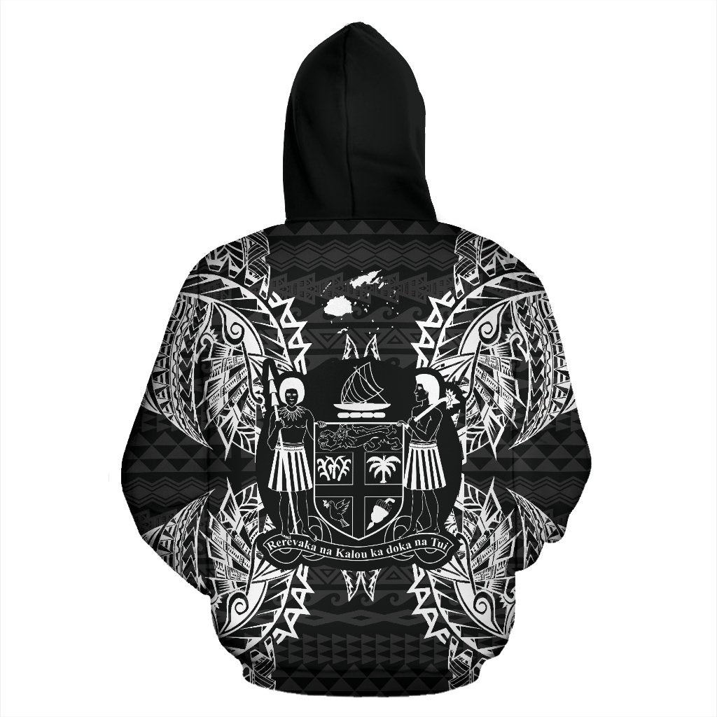 Fiji Polynesian ll Over Hoodie Map Black - Polynesian Pride