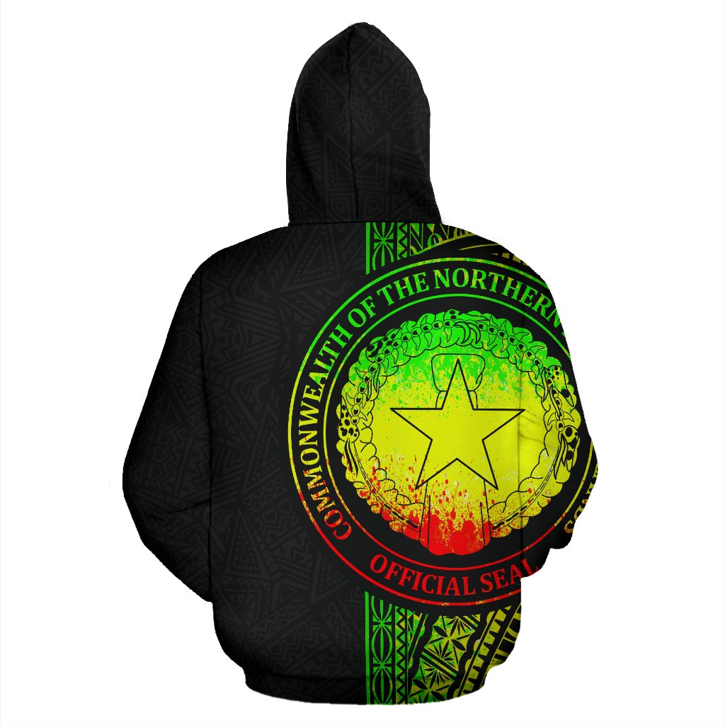 Northern Mariana Islands Polynesian All Over Zip up Hoodie Reggae Line - Polynesian Pride