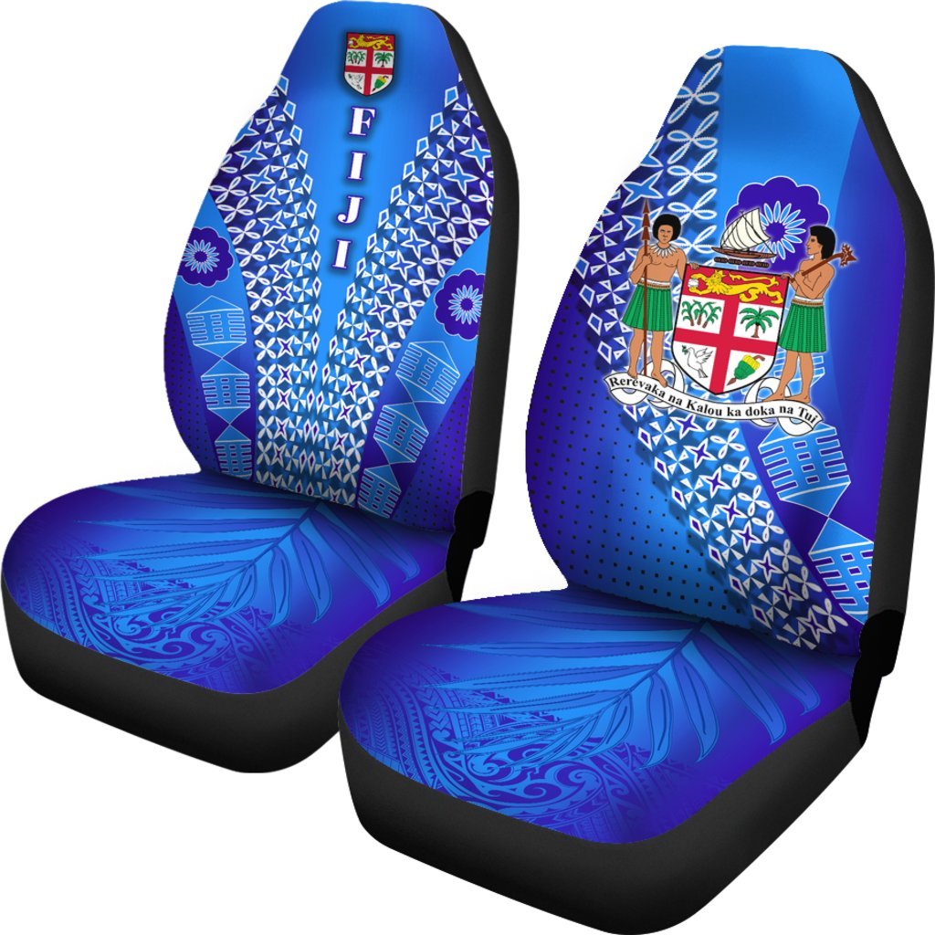 Fiji Drua Car Seat Covers Tapa Universal Fit Black - Polynesian Pride