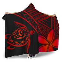 hawaiiHooded Blanket - Hawaii Turtle Plumeria Red - Polynesian Pride