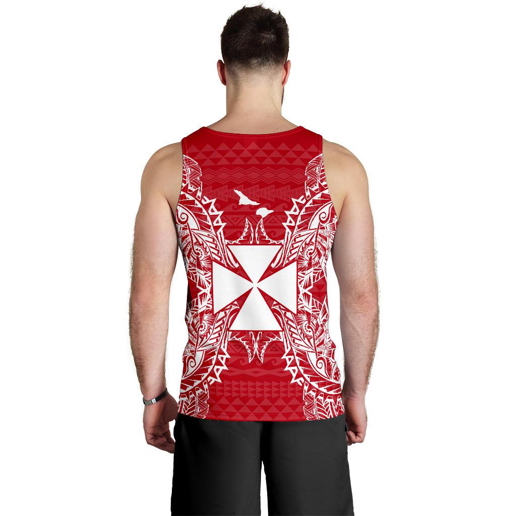 Wallis And Futuna Polynesian Men Tank Top Map Red White - Polynesian Pride