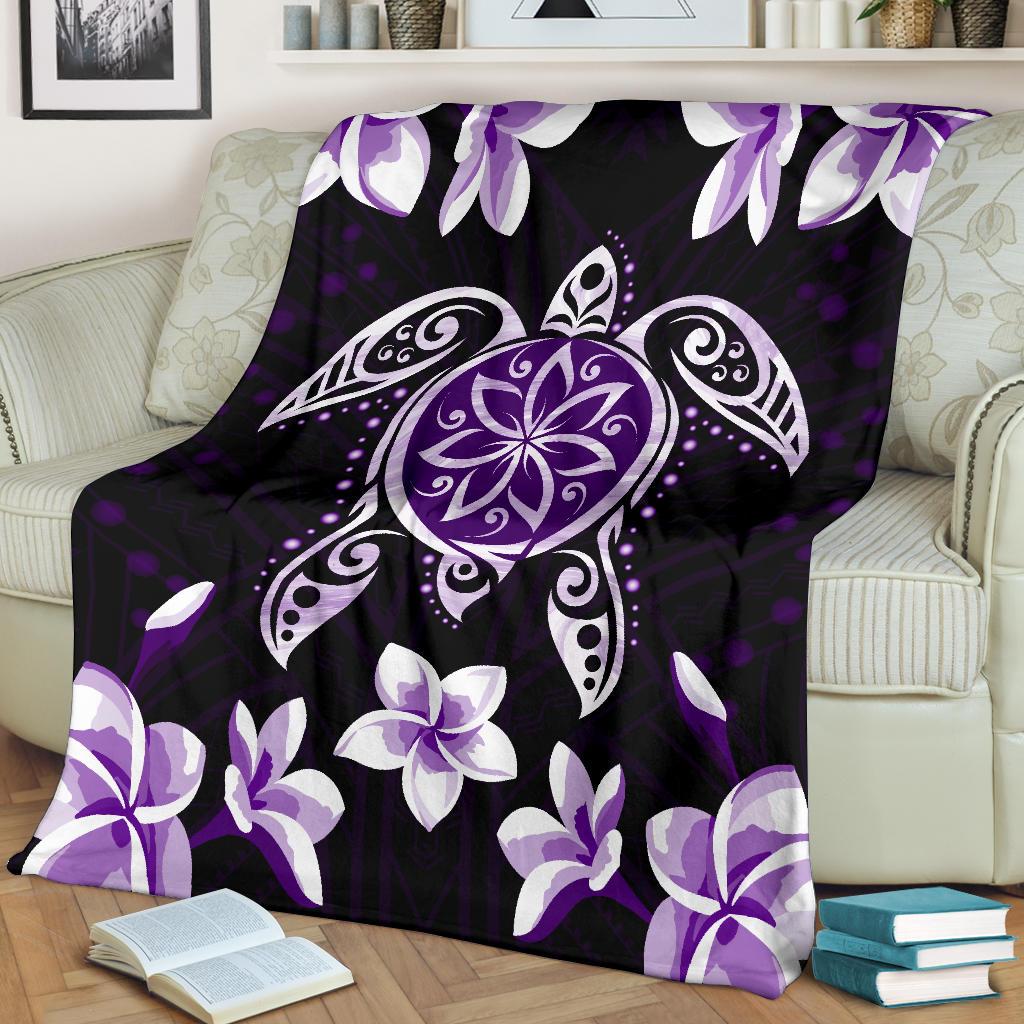 Hawaiian Violet Turtle Plumeria Blanket - Polynesian Pride
