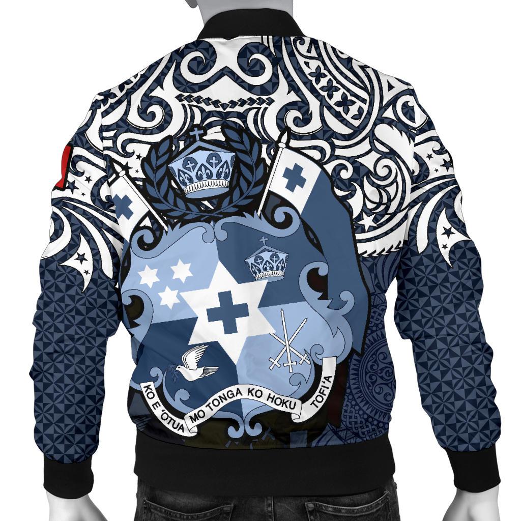 Tonga Polynesian Bomber Jacket (Men) - Tongan Pride (Blue) - Polynesian Pride