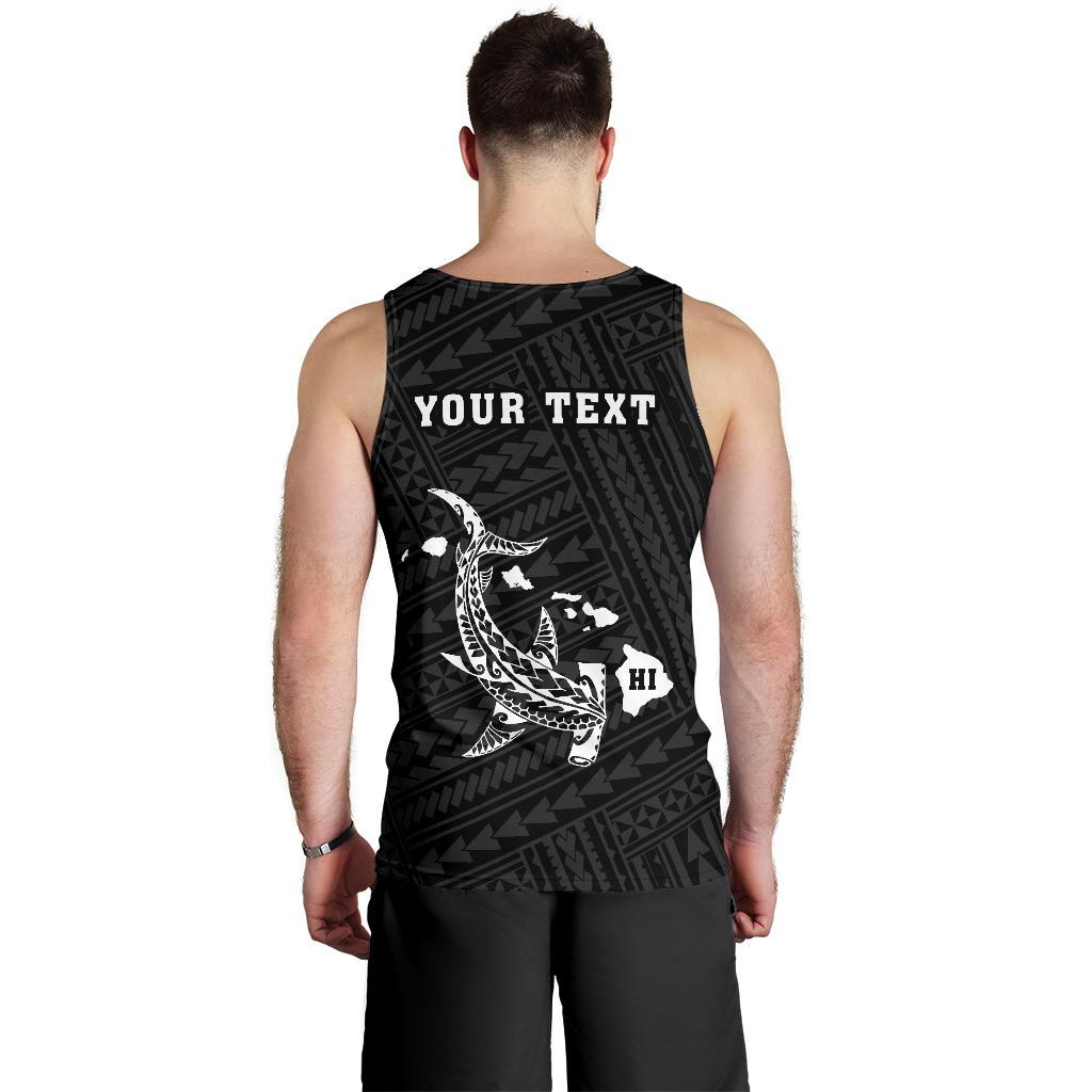 Hawaii Kakau Polynesian Hammerhead Shark Personalized Men's Tank Top - White - Polynesian Pride