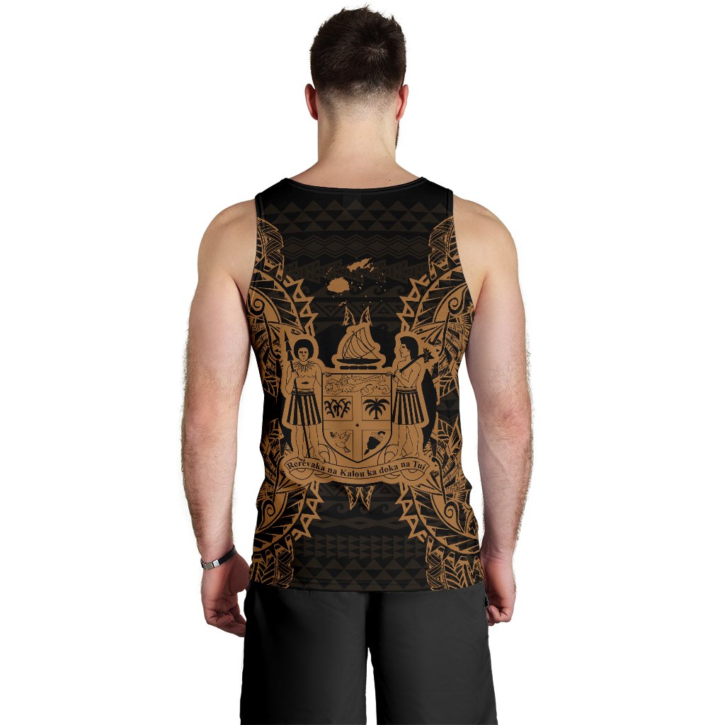 Fiji Polynesian Men Tank Top Map Gold - Polynesian Pride