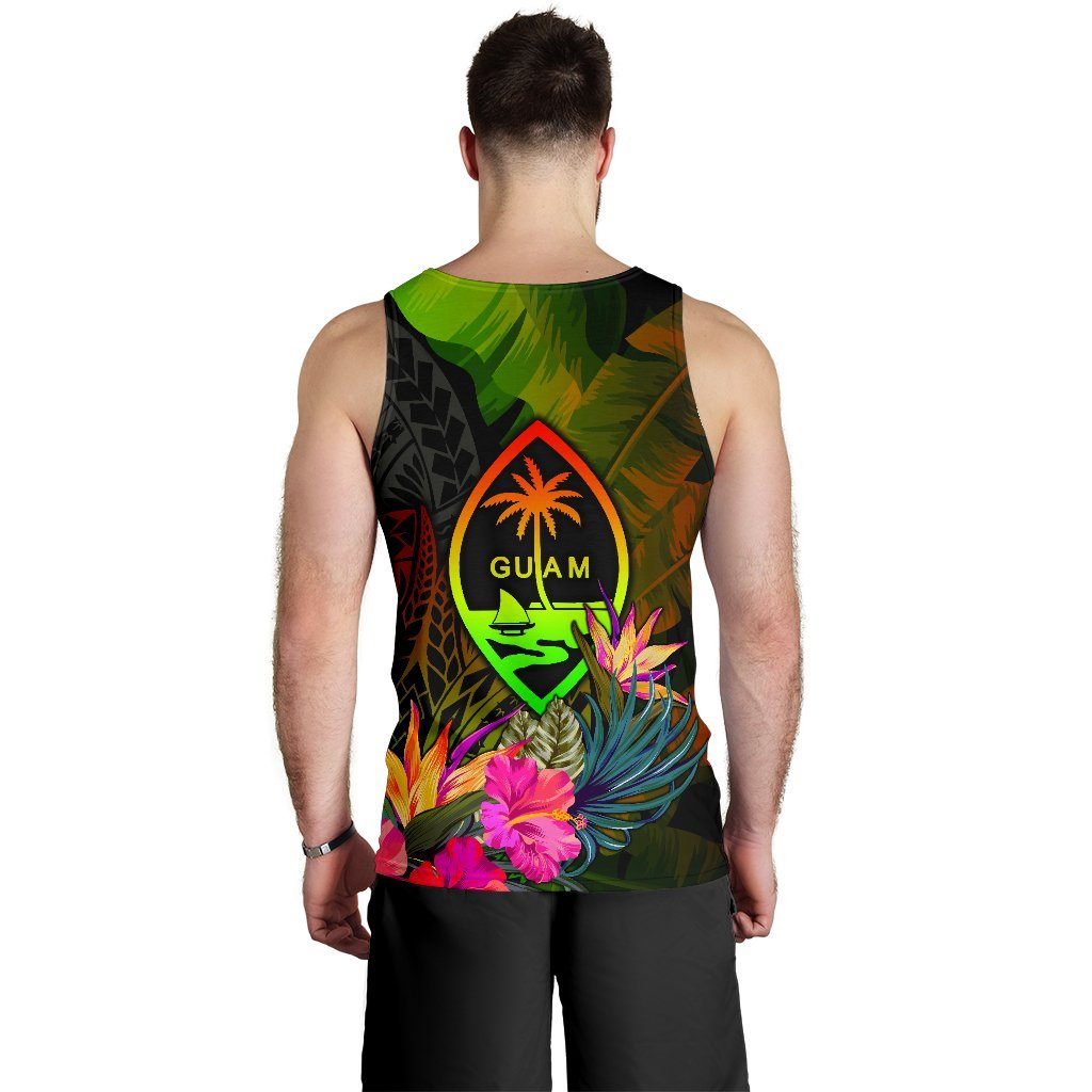Guam Polynesian Men's Tank Top - Hibiscus and Banana Leaves - Polynesian Pride