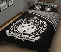 Samoa Quilt Bed Set - Samoa Coat Of Arms Black Curve Version - Polynesian Pride