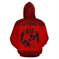 Tonga All Over Hoodie Polynesian Red and Black - Polynesian Pride
