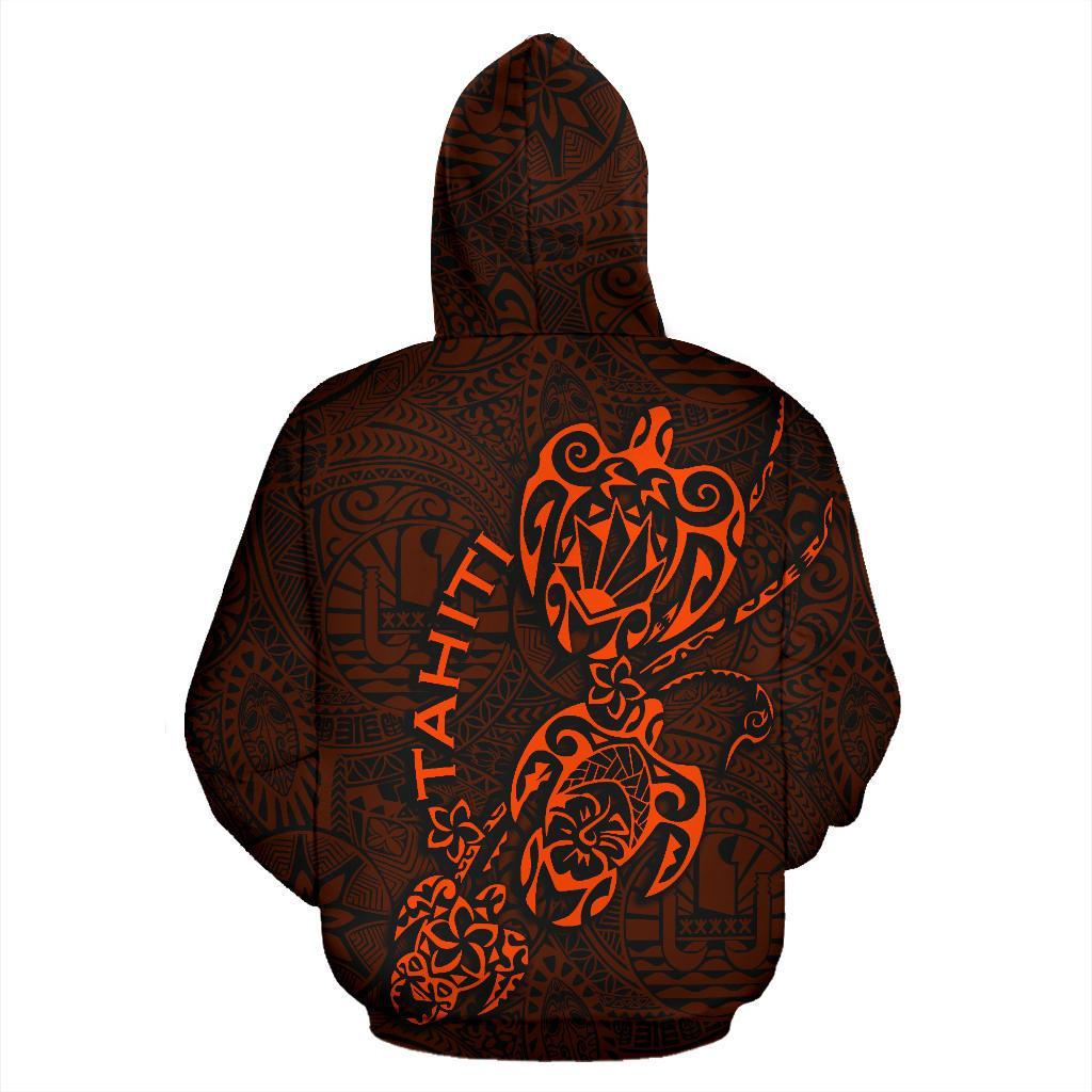 Tahiti Polynesian Family Turtles Hoodie Orange - Polynesian Pride