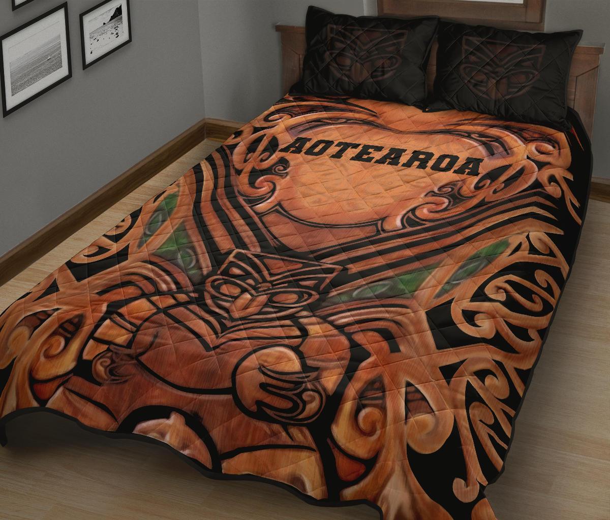Quilt Bed Set Nz Maori Warriors Whakairo - Polynesian Pride