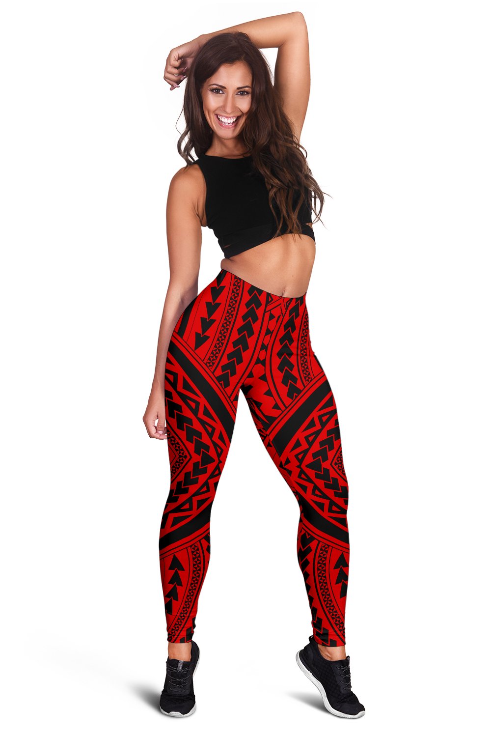 Polynesian Tradition Red Hawaii Women's Leggings AH - Polynesian Pride