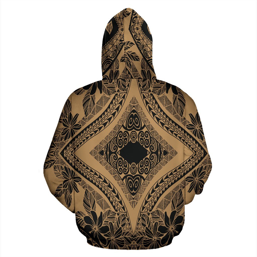 Hawaii Hoodie Polynesian Plumeria Mix Gold Black Pullover - Polynesian Pride
