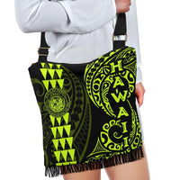 Hawaii Coat Of Arms Crossbody Boho Handbag Neon - Polynesian Pride