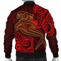 Samoa Men's Bomber Jacket - Red Shark Polynesian Tattoo - Polynesian Pride