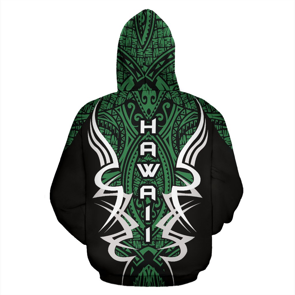 Hawaii Turtle Tribal Green Hoodie Armor Style - Polynesian Pride