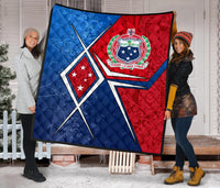 Samoa Premium Quilt - Samoa Flag with Polynesian Patterns - Polynesian Pride