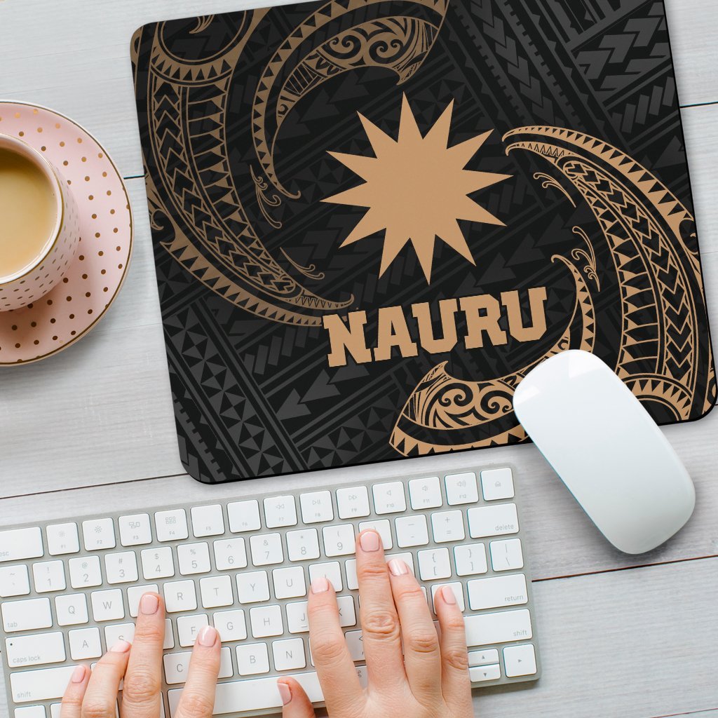 Nauru Polynesian Mouse Pad - Gold Tribal Wave - Polynesian Pride