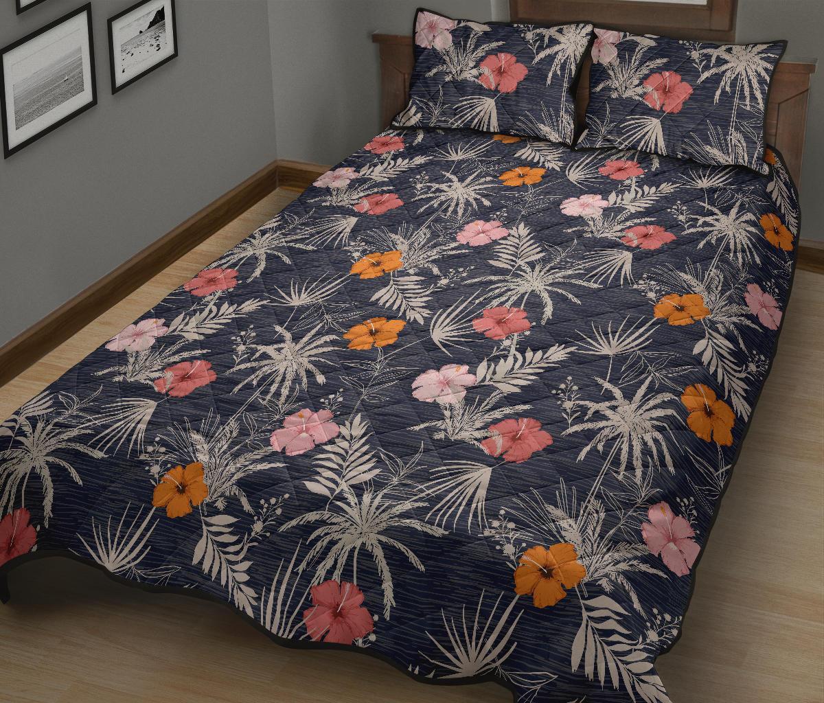 Hawaii Quilt Bed Set Tropical Grey AH - Polynesian Pride