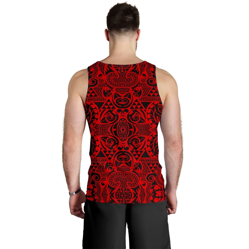 Polynesian Kakau Turtle Red Hawaii Men's Tank Top - Polynesian Pride