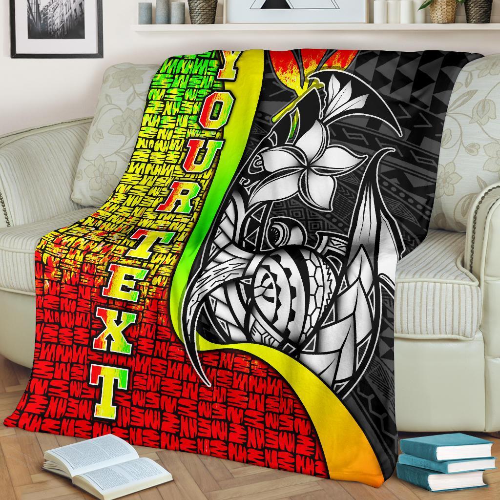 Polynesian Hawaii Custom Personalised Premium Blanket Reggae - Turtle with Hook - Polynesian Pride