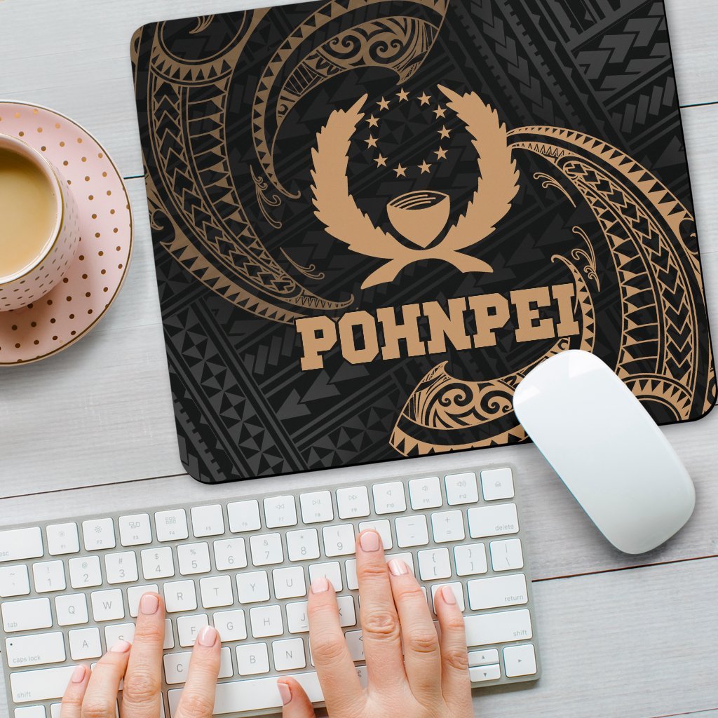 Pohnpei Micronesia Mouse Pad - Gold Tribal Wave - Polynesian Pride