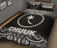Chuuk Quilt Bed Set - Chuuk Flag Black Fog Style - Polynesian Pride