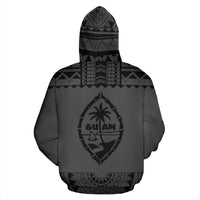 Guam All Over Hoodie Polynesian Grey and Black - Polynesian Pride