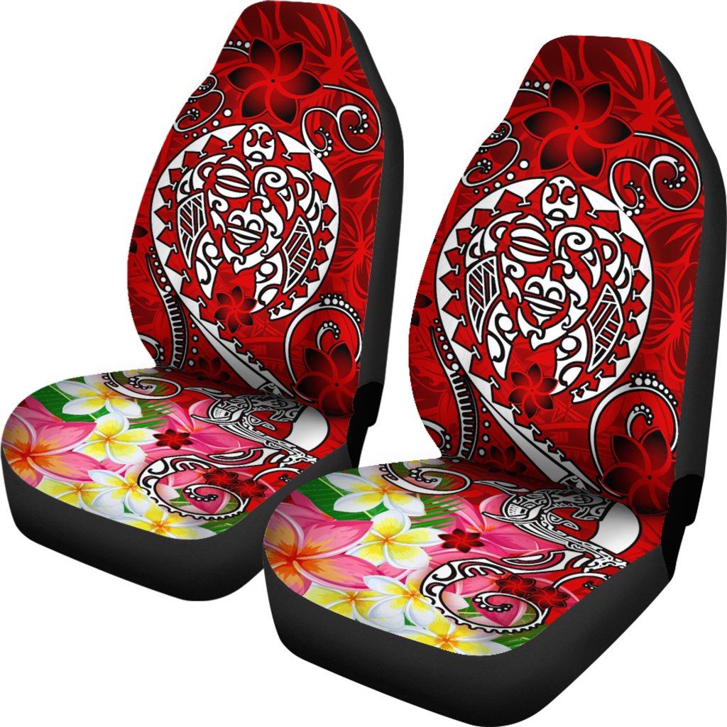 Polynesian Car Seat Covers - Turtle Plumeria Red Color - Polynesian Pride