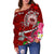 Samoa Custom Personalised Women's Off Shoulder Sweater - Turtle Plumeria (Red) - Polynesian Pride