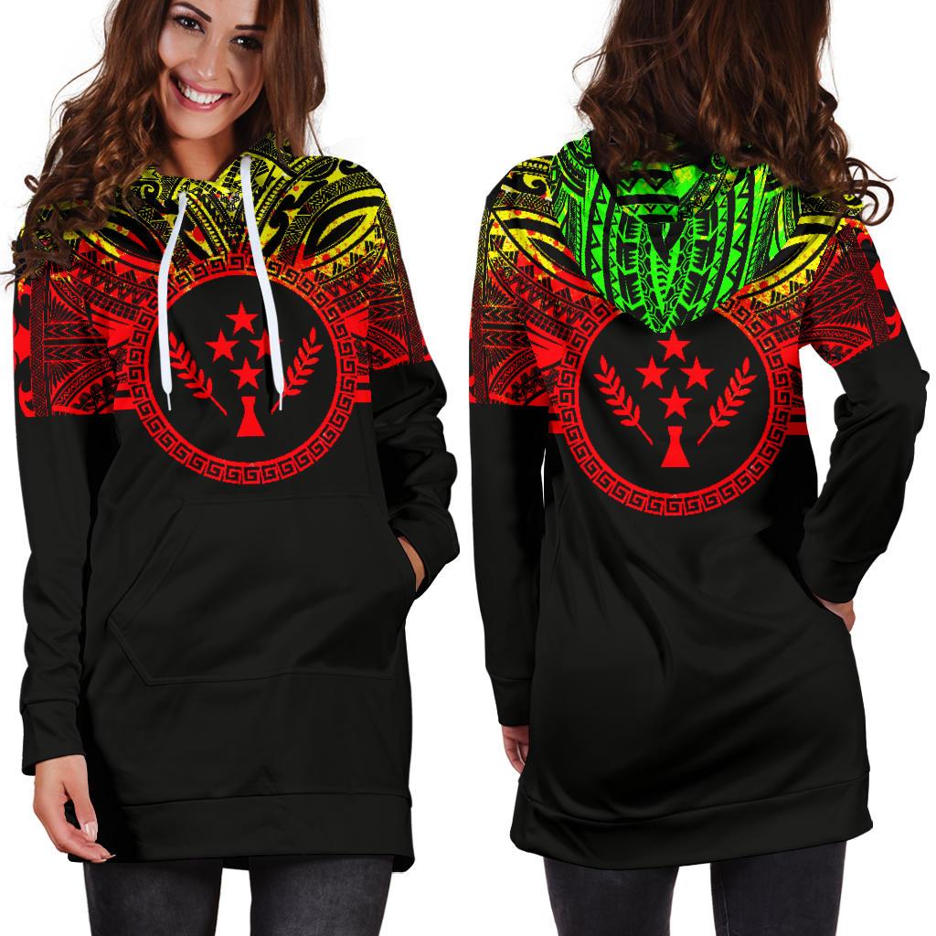 Kosrae Women Hoodie Dress - Kosrae Coat Of Arms Polynesian Reggae Color - Polynesian Pride