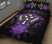 Kosrae Polynesian Quilt Bed Set Hibiscus Purple - Polynesian Pride