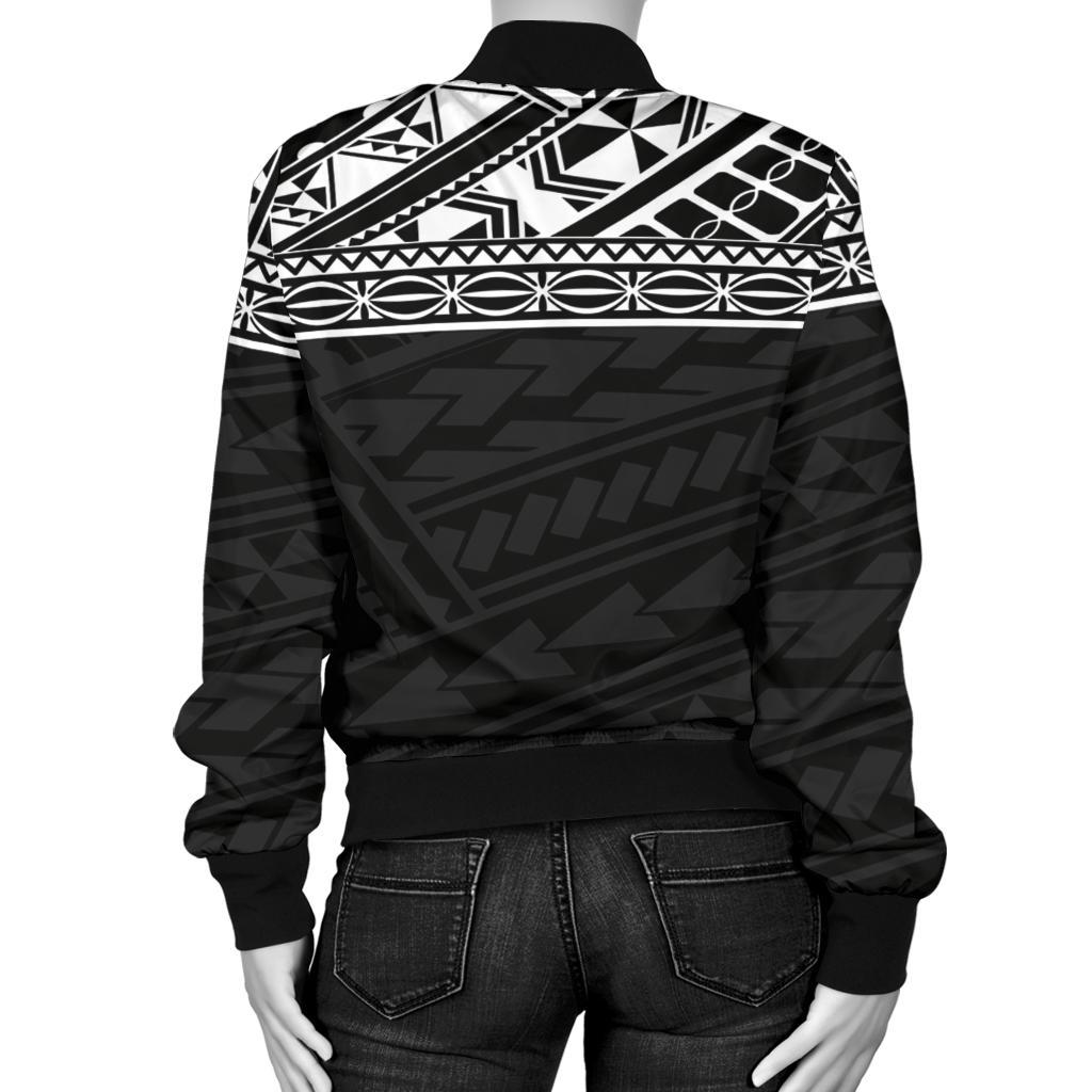 Polynesian Custom Personalised Women's Bomber Jacket - Black Style - Polynesian Pride
