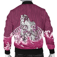 Maori Manaia The Blue Sea Men's Bomber Jacket, Pink - Polynesian Pride