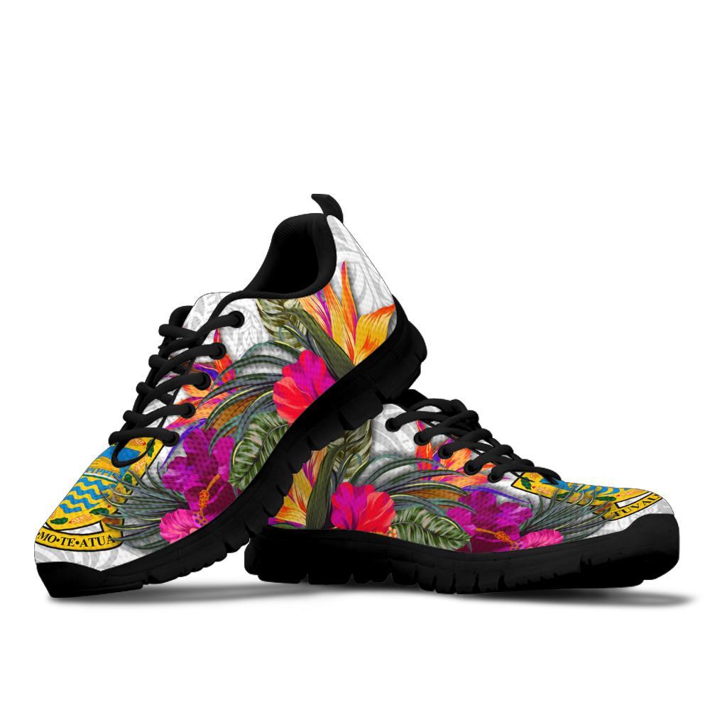 Tuvalu Sneakers Polynesian Hibiscus White Pattern - Polynesian Pride