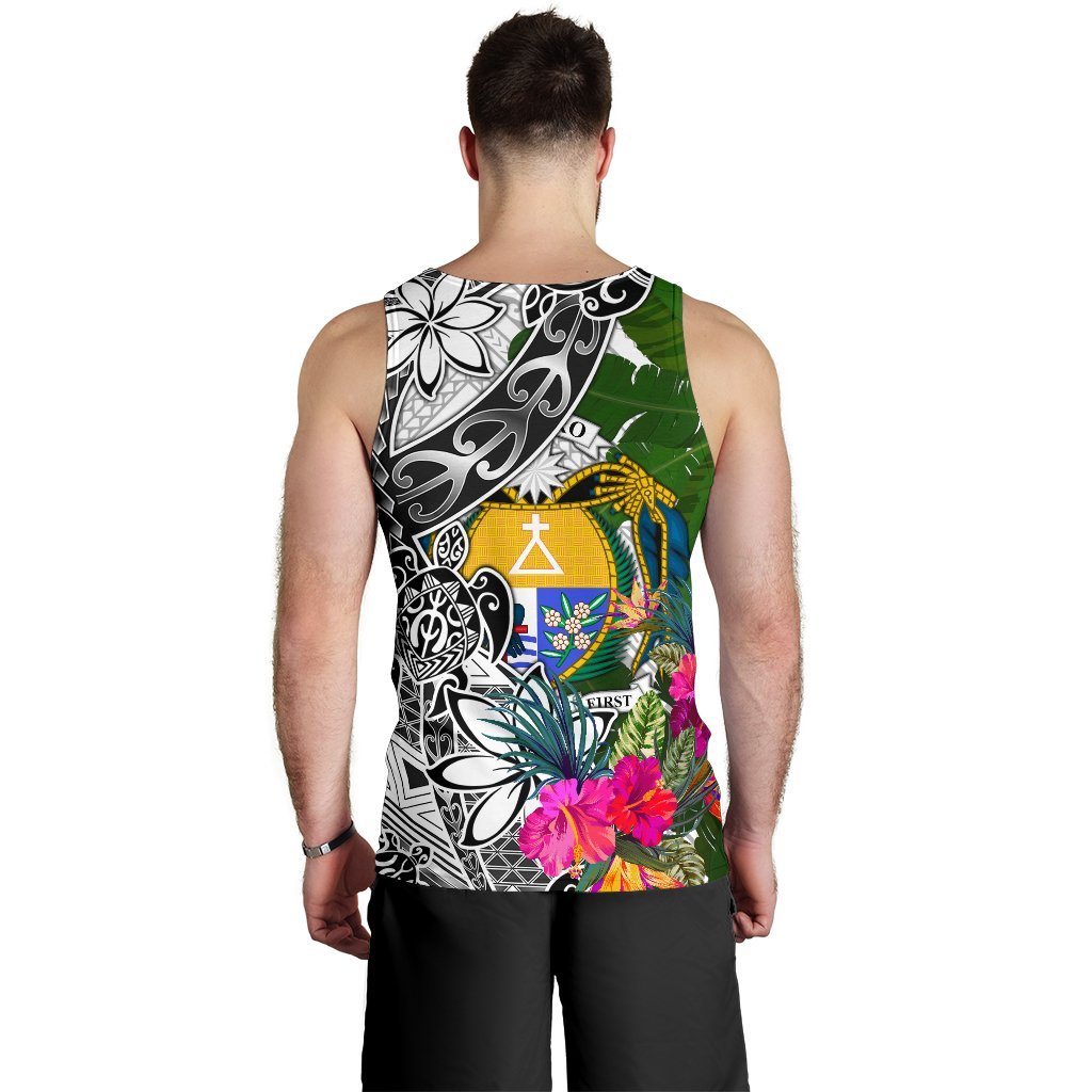 Nauru Men's Tank Top White - Turtle Plumeria Banana Leaf Crest - Polynesian Pride