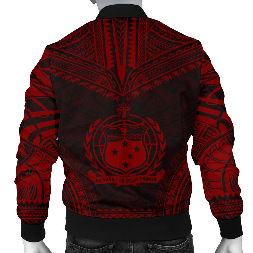 Samoa Polynesian Chief Men's Bomber Jacket - Red Version - Polynesian Pride