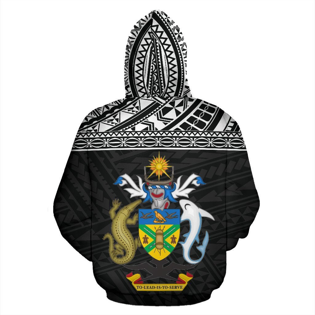 Solomon Islands All Over Zip up Hoodie Polynesian Back Version - Polynesian Pride