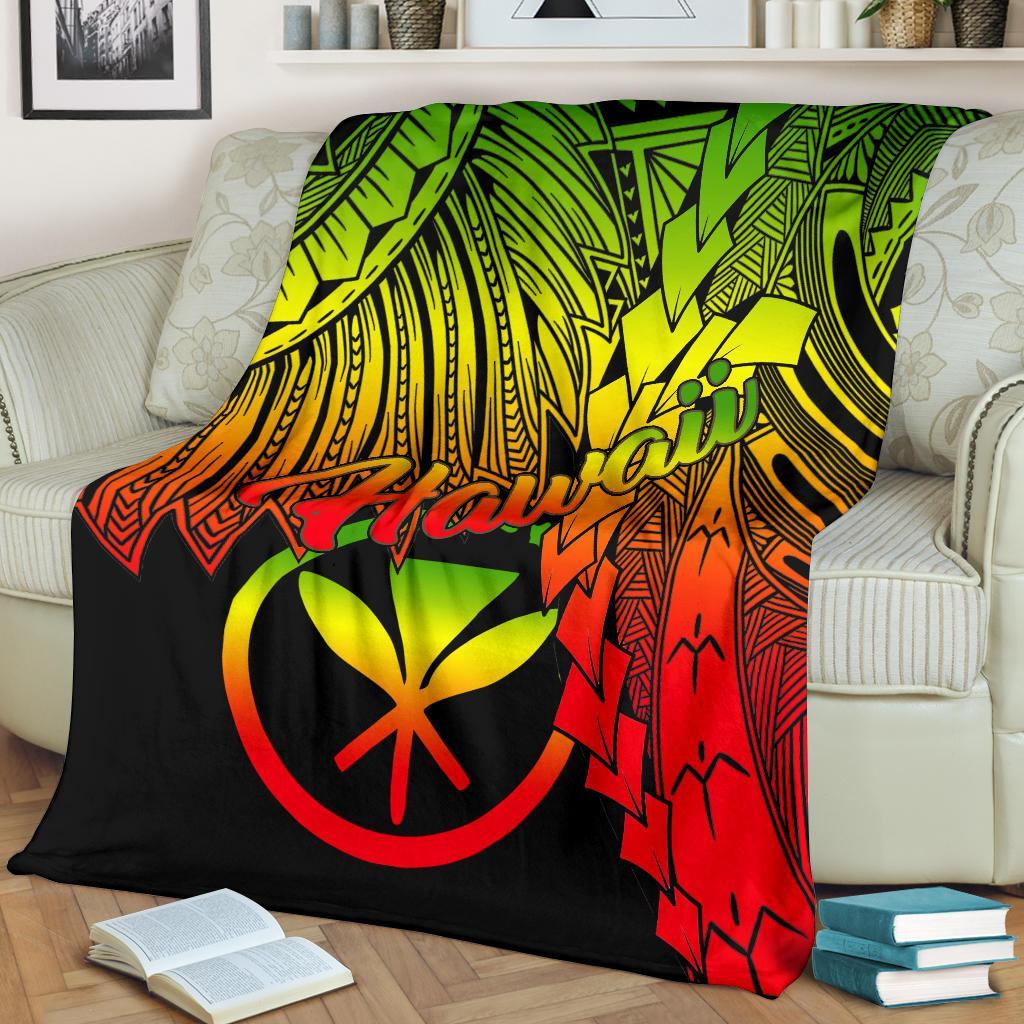 Polynesian Hawaii Premium Blanket - Tribal Wave Tattoo Reggae - Polynesian Pride